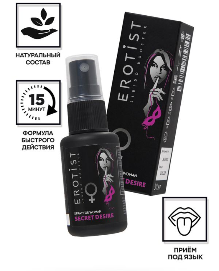 Возбуждающий спрей Erotist SECRET DESIRE, для женщин, 30мл